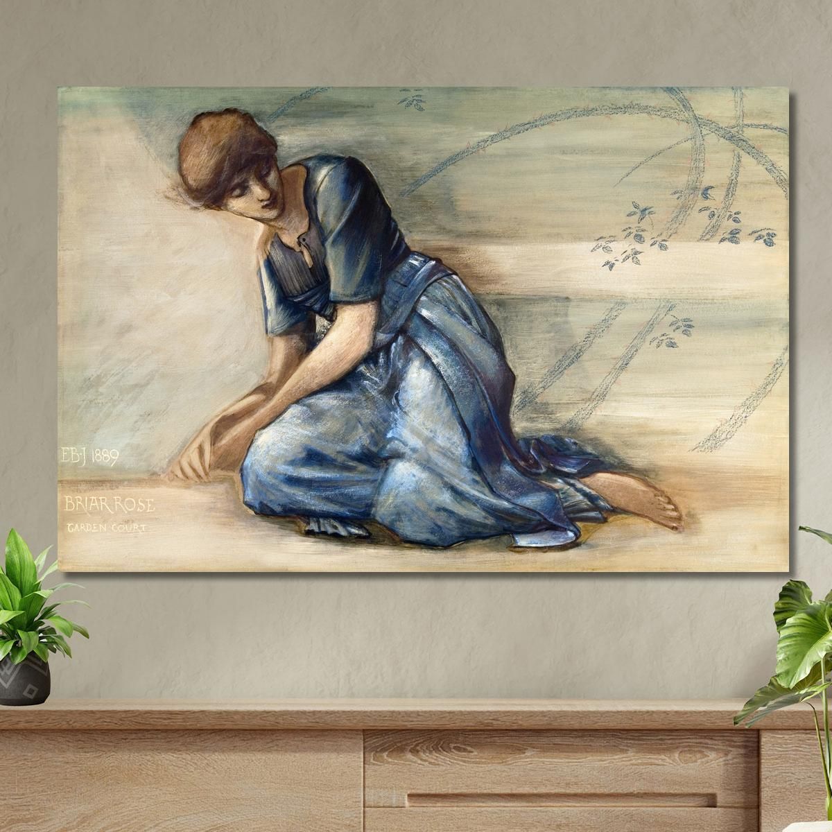 La Serie Briar Rose - Studio Per 'The Garden Court' 1892 Edward Burne Jones ebj23 quadro stampa su tela