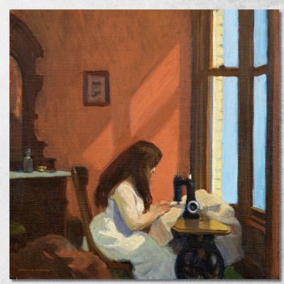 Ragazza Alla Macchina Da Cucire Edward Hopper eho54 quadro stampa su tela