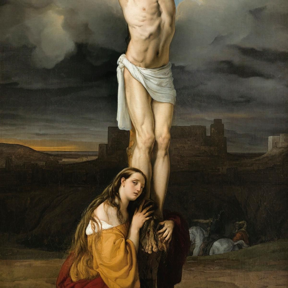 Maddalena Penitente Ai Piedi Della Croce Francesco Hayez fhy38 quadro stampa su tela