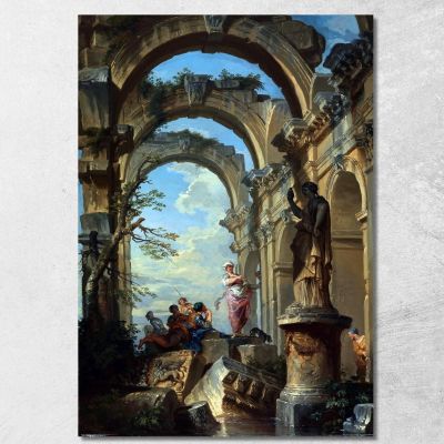 Figure Tra Le Rovine Con Sybil Giovanni Paolo Pannini gpp8 quadro stampa su tela