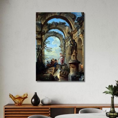 Figure Tra Le Rovine Con Sybil Giovanni Paolo Pannini gpp8 quadro stampa su tela