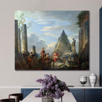 Rovine Romane Con Figure Giovanni Paolo Pannini gpp20 quadro stampa su tela