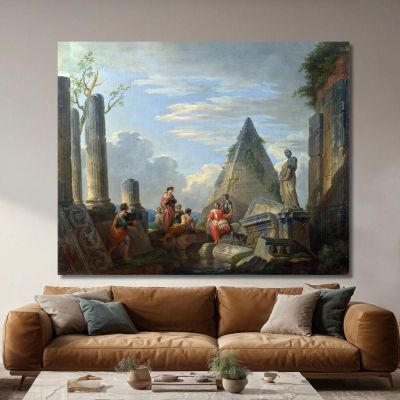 Rovine Romane Con Figure Giovanni Paolo Pannini gpp20 quadro stampa su tela