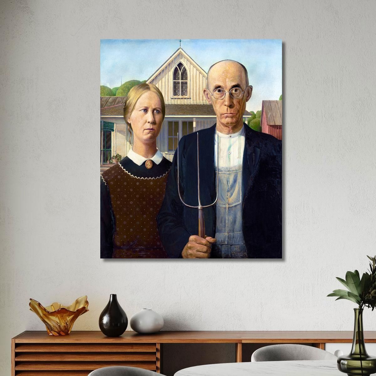 Gotico Americano Grant Wood gwo1 quadro stampa su tela