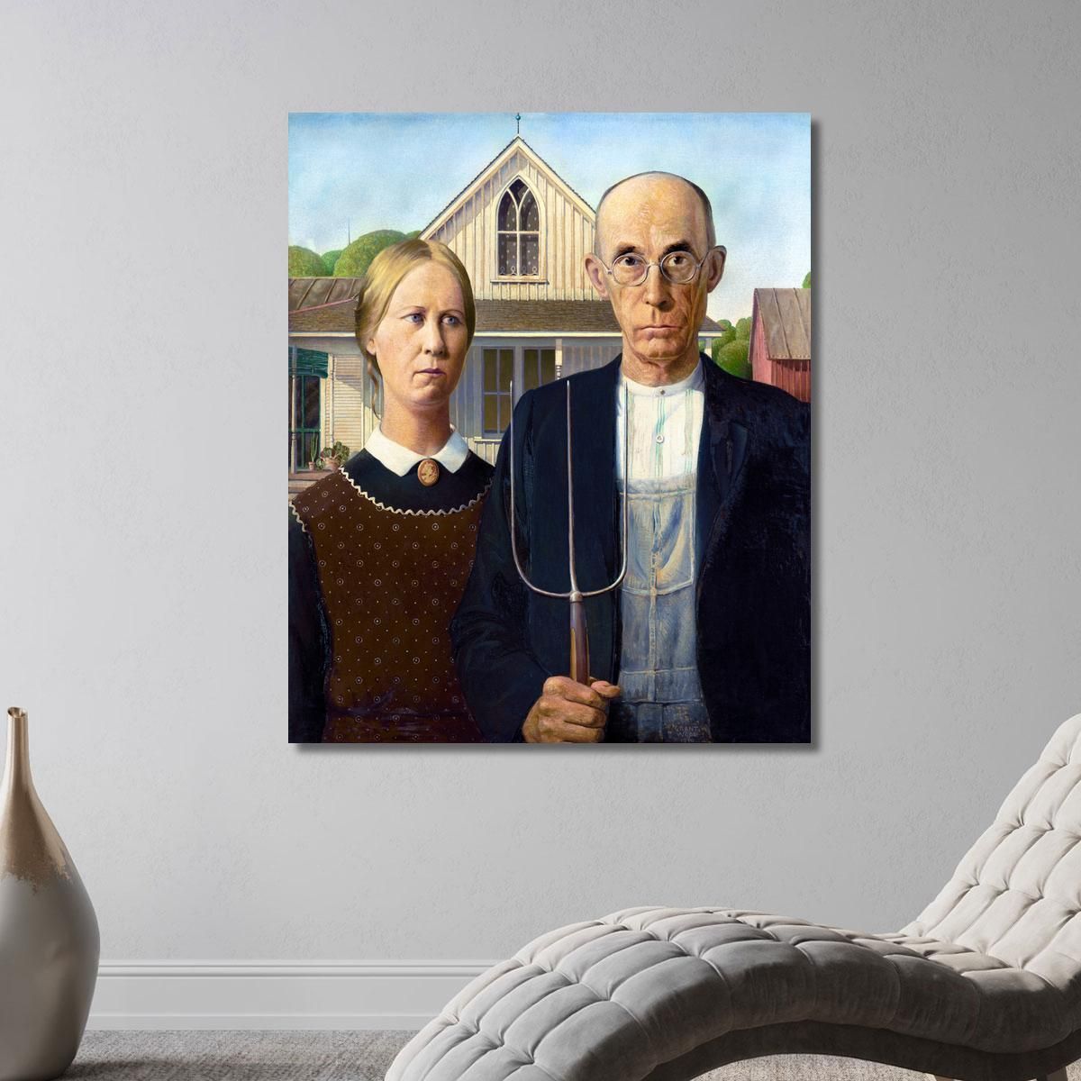 Gotico Americano Grant Wood gwo1 quadro stampa su tela