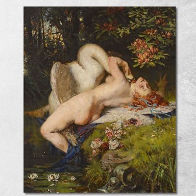 Leda E Il Cigno Heinrich Lossow hlw3 quadro stampa su tela