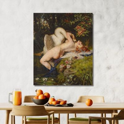 Leda E Il Cigno Heinrich Lossow hlw3 quadro stampa su tela