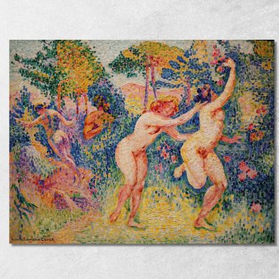 Stampa Giclée Raffigurante Due Ninfe In Corsa Henri Edmond Cross hec6 quadro stampa su tela