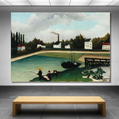 Veduta Del Quai D'Ivry Vicino Alla Senna Port À L Anglais Henri Rousseau hrs47 quadro stampa su tela