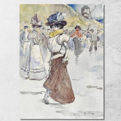 Passeggiatori Davanti Al Mulino Della Galette Attuale 18° Arrondissement Henry Somm hmm14 quadro stampa su tela