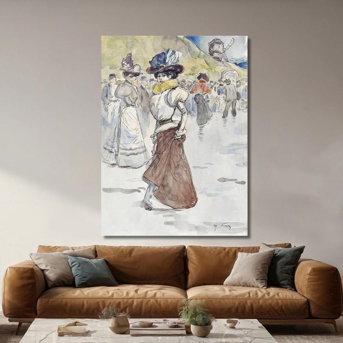 Passeggiatori Davanti Al Mulino Della Galette Attuale 18° Arrondissement Henry Somm hmm14 quadro stampa su tela