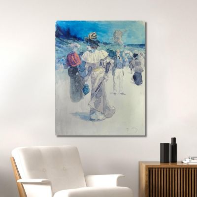Passeggiatori Davanti Al Mulino Galette Ora 18° Arrondissement Henry Somm hmm15 quadro stampa su tela