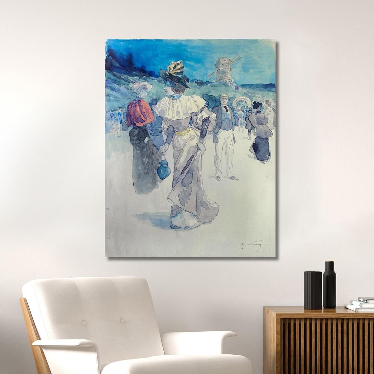 Passeggiatori Davanti Al Mulino Galette Ora 18° Arrondissement Henry Somm hmm15 quadro stampa su tela