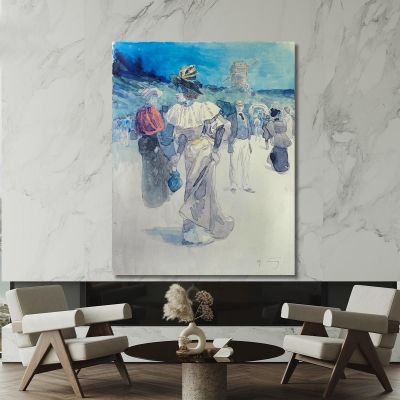 Passeggiatori Davanti Al Mulino Galette Ora 18° Arrondissement Henry Somm hmm15 quadro stampa su tela