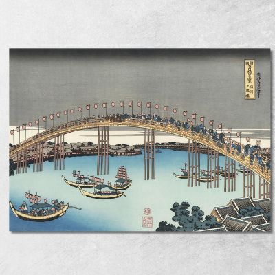 Il Festival Delle Lanterne Sul Ponte Temma katsushika hokusai khk79 quadro stampa su tela