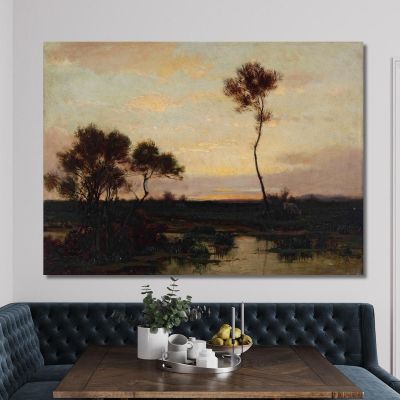 Lake Landscape Théodore Rousseau, trs15 canvas print