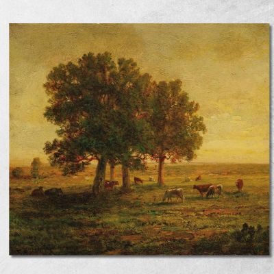 Mucche Sotto Un Gruppo Di Querce Apremont Théodore Rousseau trs44 quadro stampa su tela