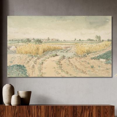 Weizenfelder Théodore Rousseau, trs52 drucken auf leinwand