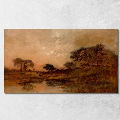 Stagno Al Crepuscolo Théodore Rousseau trs53 quadro stampa su tela