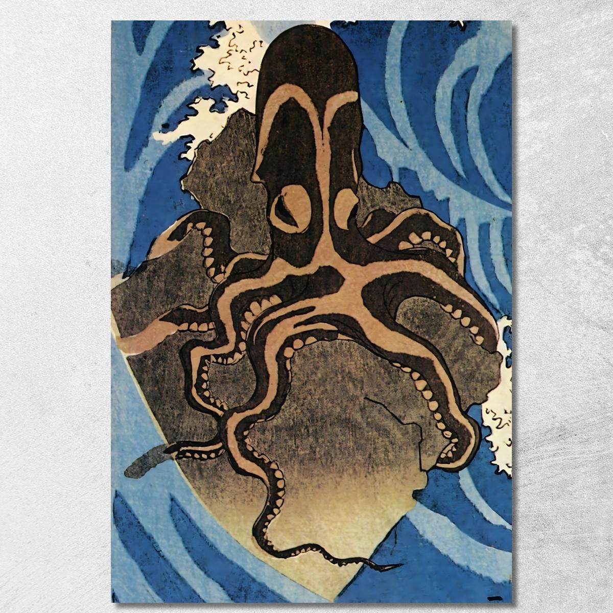 Detalle De Pulpo Pez Rojo Recortado Utagawa Kuniyoshi cuadro en lienzo, image size:1200x1200