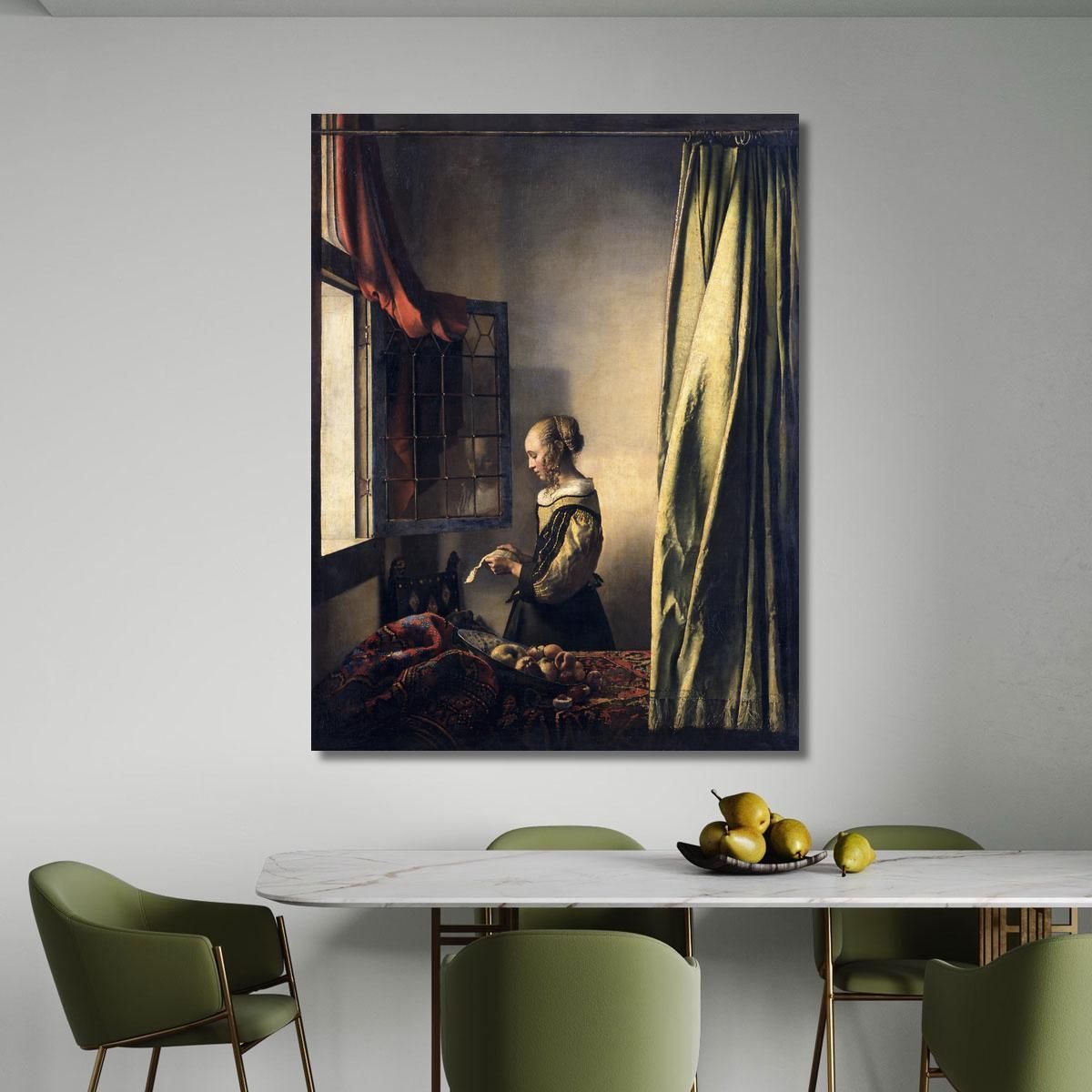 Ragazza Che Legge Una Lettera Da Una Finestra Aperta Jan Vermeer jvr7 quadro stampa su tela