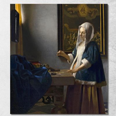 Donna Che Tiene Un Equilibrio Jan Vermeer jvr32 quadro stampa su tela