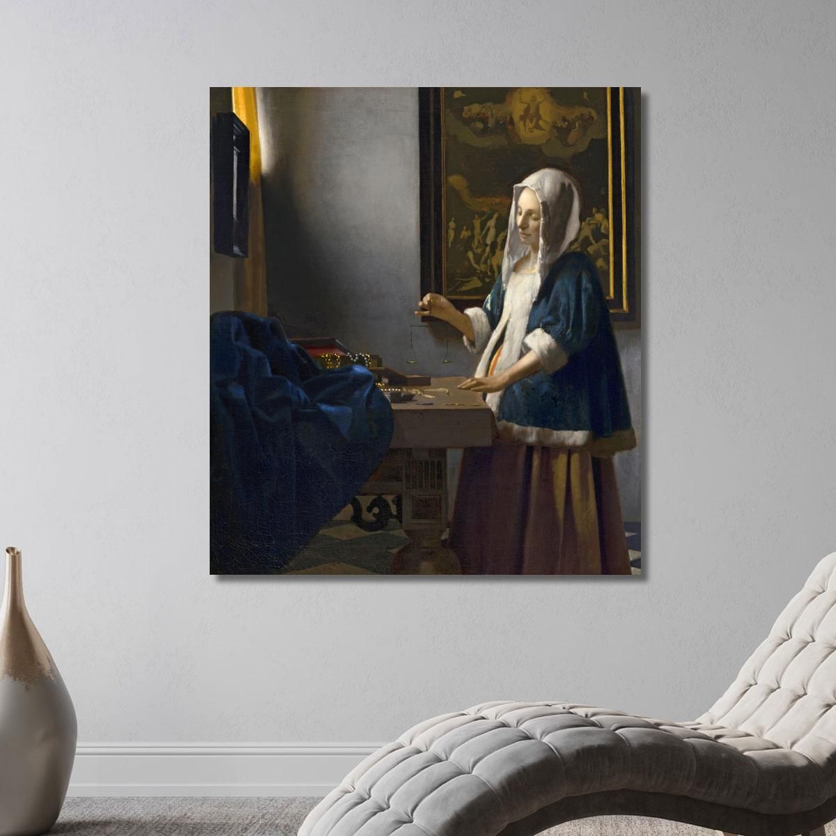 Donna Che Tiene Un Equilibrio Jan Vermeer jvr32 quadro stampa su tela