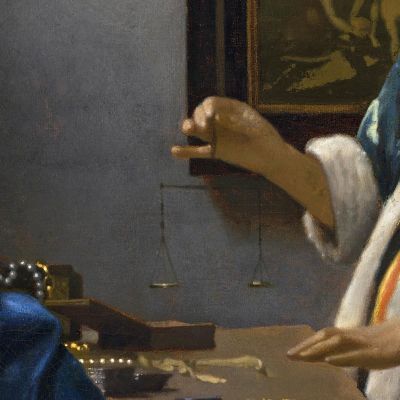 Donna Che Tiene Un Equilibrio Jan Vermeer jvr32 quadro stampa su tela