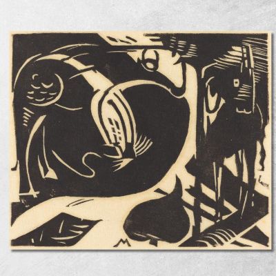 Due Animali Mitici Franz Marc fmr115 quadro stampa su tela