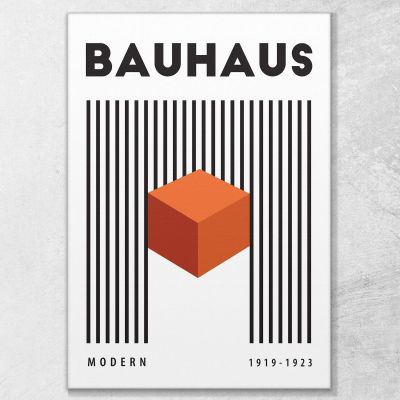 Quadro Bauhaus Cubo Arancione In Contrasto Bauhaus Style bhs22 quadro stampa su tela