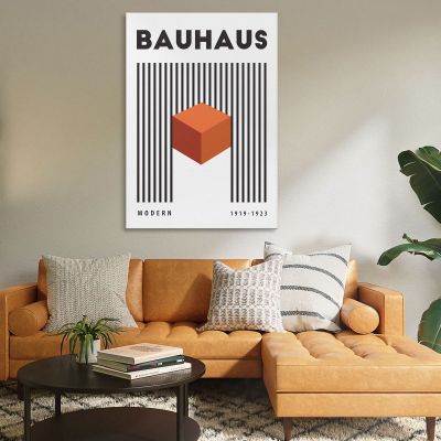 Quadro Bauhaus Cubo Arancione In Contrasto Bauhaus Style bhs22 quadro stampa su tela