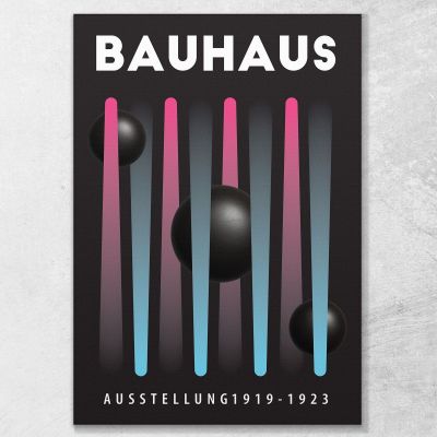 Bauhaus Painting Spheres And Lines In Neon Colors Bauhaus Style, bhs27 canvas print