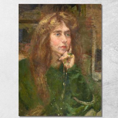 Natalie Con Collana Alice Pike Barney apb84 quadro stampa su tela