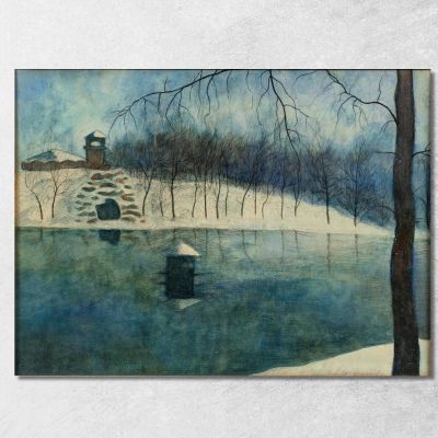 Il Parco Léopold Di Ostenda Con Lo Stagno E Il Trinkhall Sotto La Neve Léon Spilliaert lsp72 quadro stampa su tela