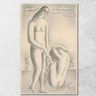 Donne In Riva Al Mare Mikuláš Galanda mgl148 quadro stampa su tela