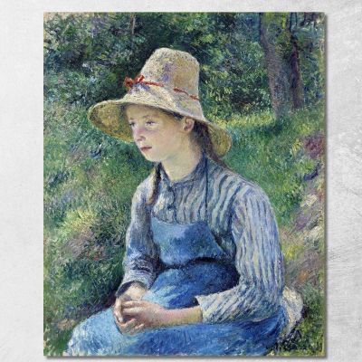 Contadina Con Cappello Di Paglia 1881 Camille Pissarro cps49 quadro stampa su tela