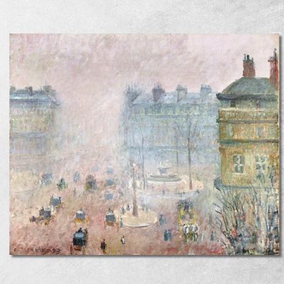 Place Du Theatre Français Effetto Nebbia 1897 Camille Pissarro cps55 quadro stampa su tela