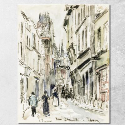 Rue Damiette Rouen Intorno Al 1884 Camille Pissarro cps61 quadro stampa su tela