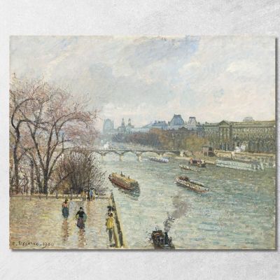 Il Louvre Pomeriggio Piovoso 1900 Camille Pissarro cps85 quadro stampa su tela