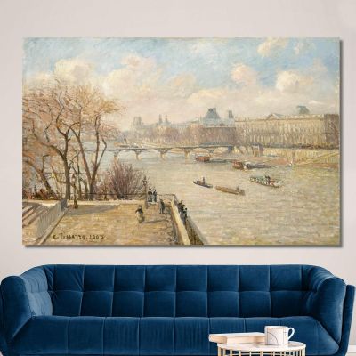El Louvre Desde El Pont Neuf 1902 Camille Pissarro, cps86 cuadro en lienzo