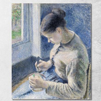 Giovane Contadina Che Prende Il Caffè 1881 Camille Pissarro cps108 quadro stampa su tela