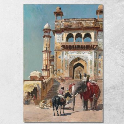 Prima Della Grande Moschea Jami Masjid Mathura India Edwin Lord Weeks elw8 quadro stampa su tela