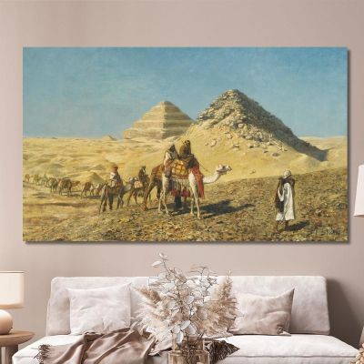 Caravana De Camellos Entre Las Pirámides De Egipto Edwin Lord Weeks, elw11 cuadro en lienzo