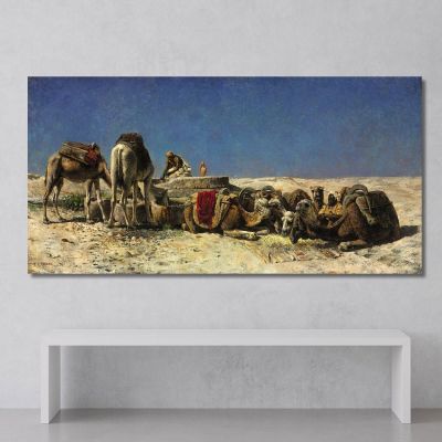 Camellos Al Lado De Una Cisterna Edwin Lord Weeks, elw12 cuadro en lienzo