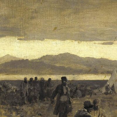 Campo Di Prima Mattina Vicino Alla Riva Del Lago Urumiyah Edwin Lord Weeks elw15 quadro stampa su tela