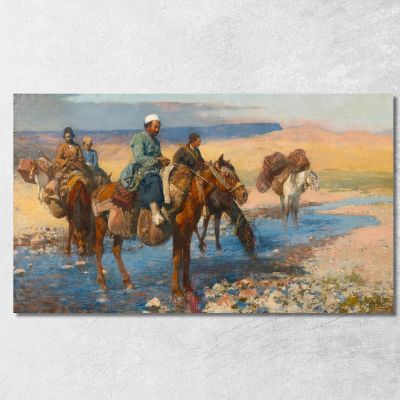 Cavalli Al Ford Persia Edwin Lord Weeks elw19 quadro stampa su tela