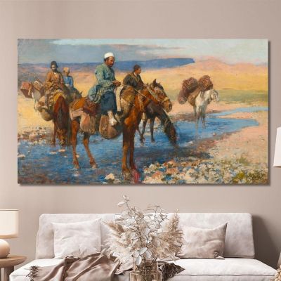 Cavalli Al Ford Persia Edwin Lord Weeks elw19 quadro stampa su tela