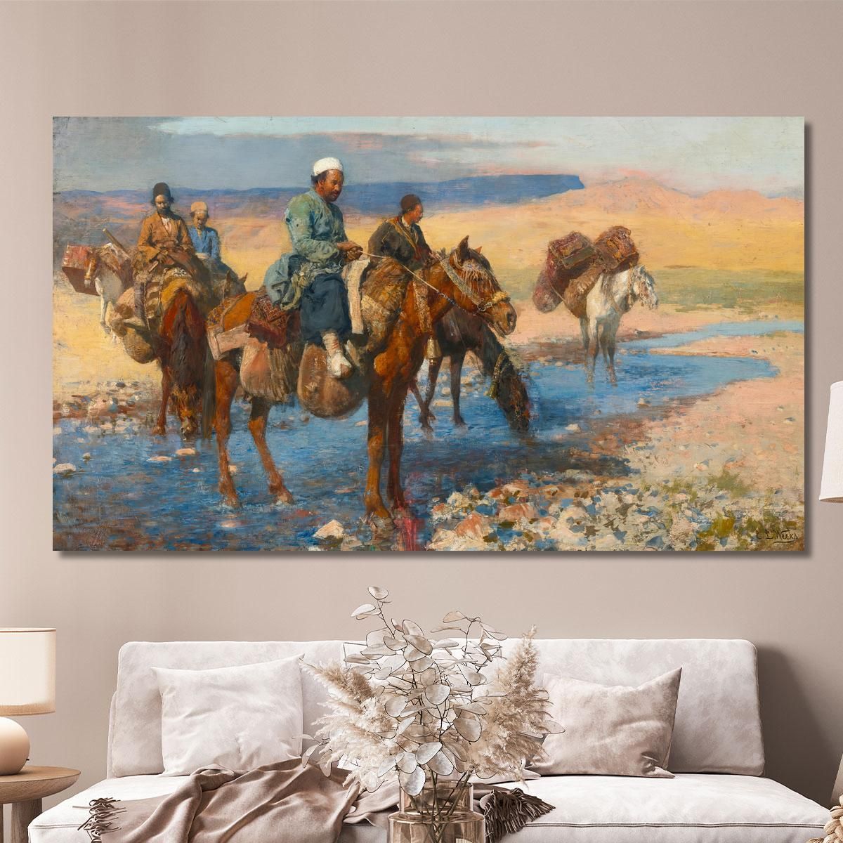 Cavalli Al Ford Persia Edwin Lord Weeks elw19 quadro stampa su tela