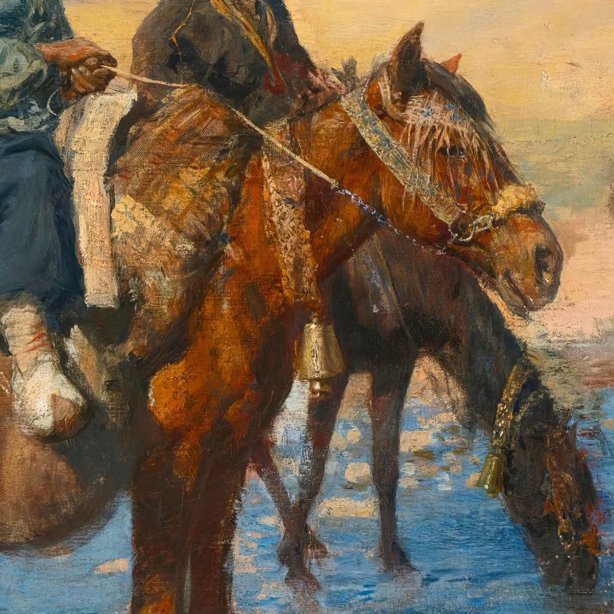 Cavalli Al Ford Persia Edwin Lord Weeks elw19 quadro stampa su tela