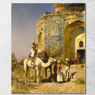La Vecchia Moschea Dalle Piastrelle Blu Fuori Delhi India Edwin Lord Weeks elw38 quadro stampa su tela